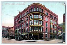 1912 Central Block Building Street View Lowell Massachusetts MA Antique Postcard picture