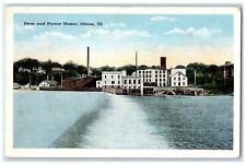 1915 Dam Power House Buildings River Dixon Illinois IL Vintage Antique Postcard picture