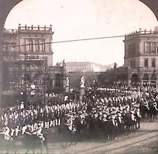 c1918 WWI GERMAN MILITARY PARADE PRUSSIAN ARMY STEREOVIEW Z1544 picture