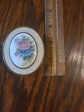 Vintage 1930s Gilloche Enamel Floral Bliss Brothers Powder & Ruge compact mirror picture