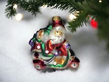 Santa On Vespa Scooter Glass Christmas Ornament Poland 4.5” Tall NWOB picture