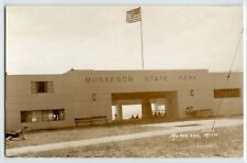 Muskegon State Park beach building, Lake Michigan RPPC photo postcard   #2 picture
