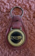 Vintage Triumph Red Faded To Pink Leather And Metal Keychain Black Silver White picture