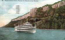 Vintage Postcard 1934 Steamer Robert Fulton Passing The Palisades of Hudson NY picture