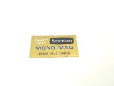 VINTAGE ORIGINAL SORENSEN MONO-MAG SPARK PLUG CABLES STICKER DECAL 2.75x1.5