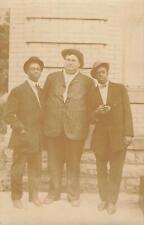 1910s RPPC African American Black Men Fat White Guy Boxer Manager Photo Postca picture