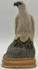 Carved Buffalo Horn Figure Bird of Prey Eagle Falcon Hawk picture