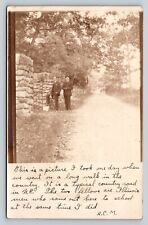 c1909 RPPC Picture Postcard Men In Massachusetts On A Country Road, Students picture