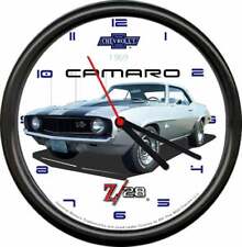 Licensed 1969 Z28 Silver Muscle Car General Motors Retro Vintage Sign Wall Clock picture
