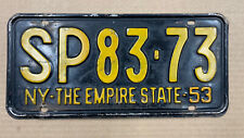 1953 New York license plate SP 8373 1954 YOM DMV clear Ford Chevy Chrysler CAWA picture