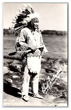 Minnesota LAKE ITASCA ~ Chief Littlecreek rppc ~ Native american Bemidji OJIBWE picture