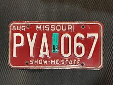 MISSOURI LICENSE PLATE 1988 AUGUST PYA 067 SHOW-ME STATE picture