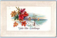 Minneapolis MN Postcard New Year Greetings Winter House Scene Embossed 1918 picture