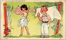 c1940s Linen Postcard Humor The Line Is Busy US Army Soldier Mail Warren Wyoming picture