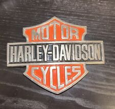 VINTAGE Baron Harley Davidson Logo Motorcycle Solid Brass Bikers Belt Buckle picture