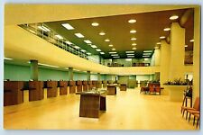Elkhart Indiana Postcard First National Bank Lobby Interior 1960 Antique Vintage picture