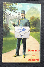 1915 Postcard Souvenir de Cambrai French Mailman with Mail Pouch 10 Mini Photos picture