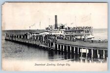 1911 STEAMBOAT LANDING COTTAGE CITY MARTHA'S VINEYARD CROWD ON DOCK POSTCARD picture