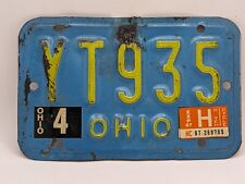 Vintage 1987 Motorcycle License Plate YT935 MC Americana Yellow Blue  picture