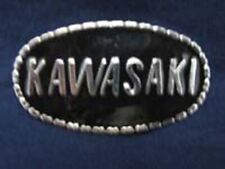 Vintage Kawasaki pewter style metal belt buckle black Made in USA - Collectible picture