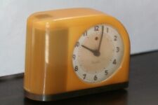 WESTCLOX MOONBEAM ART DECO Yellow BAKELITE, ALARM CLOCK, WORKS, 1950's picture