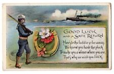 090221 GOOD LUCK SAFE RETURN TO SAILORS LADDIES WHO GO FAR AWAY VINTAGE POSTCARD picture