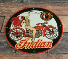 VINTAGE INDIAN MOTORCYCLE PORCELAIN SERVICE STATION GAS AMERICAN BIKE SIGN picture