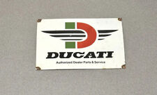 VINTAGE 12” DUCATI MOTORCYCLE RACING PORCELAIN SIGN CAR GAS TRUCK GASOLINE OIL picture