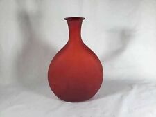 Vintage Murano Glass Red Bottle Flat Style Italian Decanter Stopper Mid Century  picture