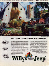 1944 Willys Jeep WWII Print Ad Speeding Up Farming Postwar Planning  Barn Horse picture