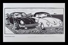 Signed 1979 Porsche Parade 911 356 Woodcut Print Andreas Hentrich 30 Years Jahre picture