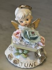 Vintage George Lefton Hand-Painted June Birthday Angel Rose Pearl #489 picture