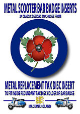 POPPY  METAL REPLACEMENT TAX DISC INSERT,BAR BADGE,SCOOTERS,MODS VESPA,CODE 21 picture