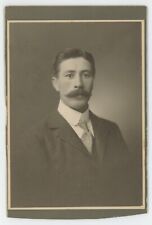 Antique Circa 1900s Cabinet Card Handsome Dapper Man With Great Mustache in Suit picture