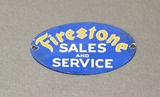 VINTAGE FIRESTONE TIRE SALES SERVICE PORCELAIN SIGN CAR GAS AUTO OIL picture