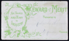 Vintage Reward of Merit Card by L. Prang & Co. Boston Mass. Act of Congress 1869 picture