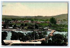 1909 Aerial View of Bridge River Houses Boats Whangarei New Zealand Postcard picture