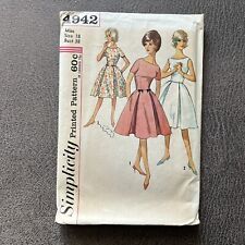 1960's Simplicity 4942 Sewing Pattern Dress Fitted Bodice & Flared Skirt Size 18 picture