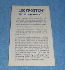 Vintage Lectroetch Metal Marking Kit Instructions Only picture