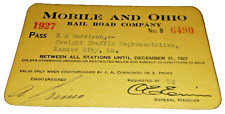 1927 MOBILE AND OHIO RAIL ROAD EMPLOYEE PASS #6490 picture