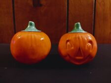 Vintage Jack-O-Lantern Face Pumpkin Salt Pepper Shakers Ceramic Halloween  picture