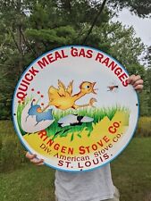 LARGE VINTAGE QUICK MEAL GAS RANGES PORCELAIN HEAVY METAL SIGN RINGEN CO. 24