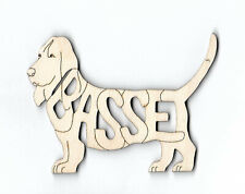 Basset Hound Dog laser cut and engraved wood Magnet  picture