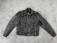 Harley Davidson Jacket Mens Large Black Heavy Leather Motorcycle Embroidered picture