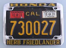 1963-1970 CALIFORNIA BLACK MOTORCYCLE PLATE FRAME FRIEDLANDER HONDA Z50 CB750 CL picture