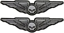 REFLECTIVE SKULL WINGS Motorcycle Biker Chopper Patch -2PC IRON ON SEW 6