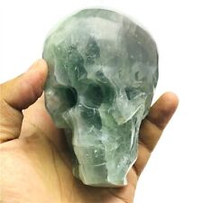 940g Natural Beantiful Fluorite Quartz Skull Hand Carved Crystal Healing Skull picture