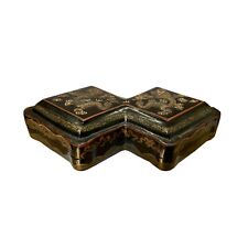 Chinese Distressed Black Lacquer Double Rhombus Dragons Box ws2023 picture