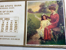 Montesano Washington Elma Bank ￼Pretty Lady & Child Adv Blotter Arthur Art ￼1911 picture