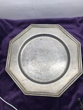 1 VINTAGE INTERNATIONAL SILVER Co. OctagonPewter Dinner  Plate 10” picture